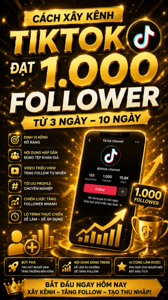 CÁCH XÂY KÊNH TIKTOK – ĐẠT 1.000 FOLLOWER TỪ 3 NGÀY–10 NGÀY.